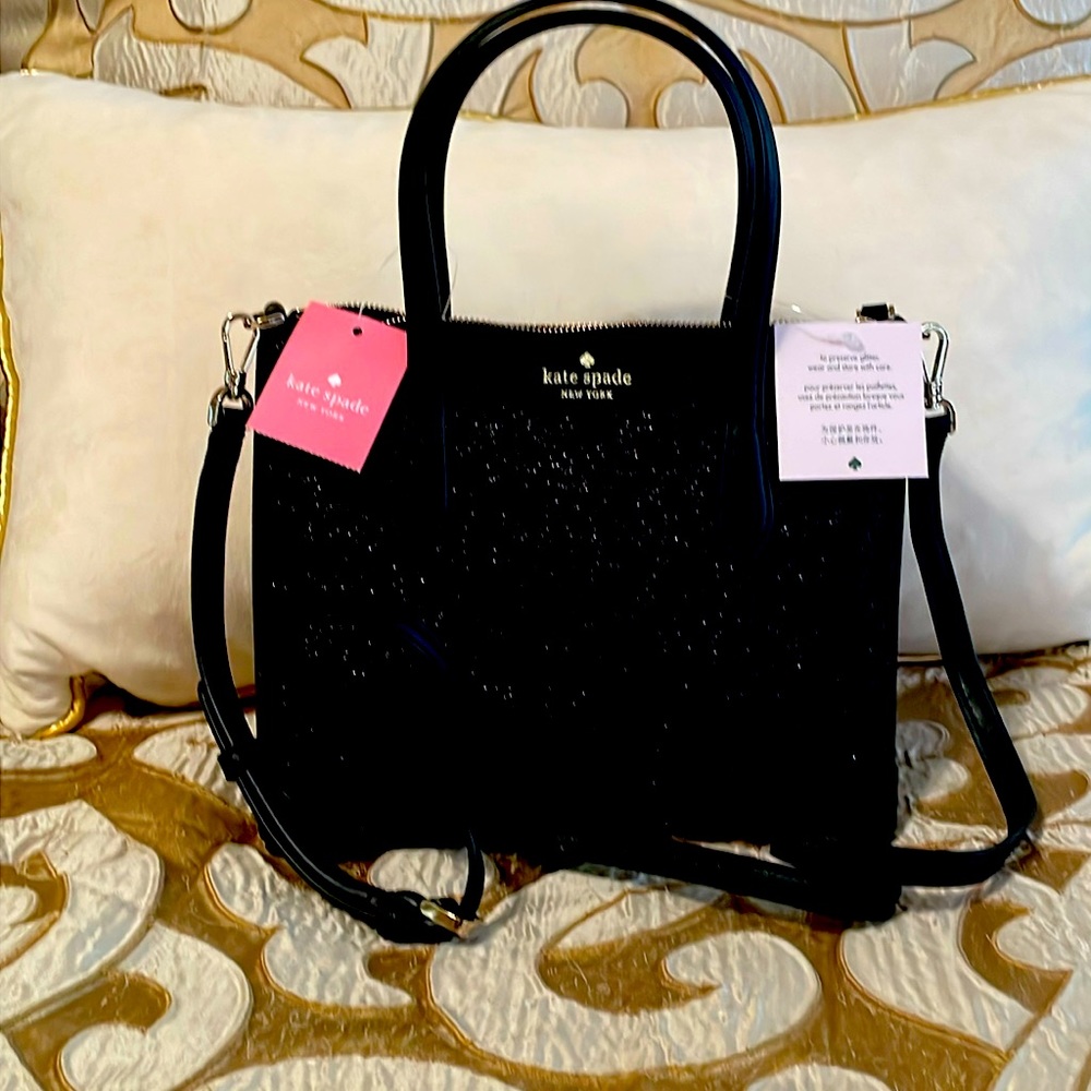 Original Kate Spade New York Black Sparkling Evening Bag with Strap New with Tag